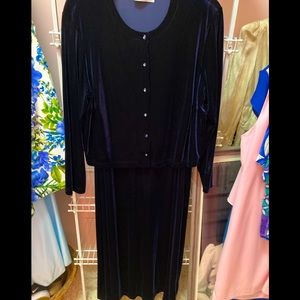 Midnight Blue elegant velvet dress with jacket